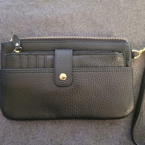 Logos wristlet with removable card holder